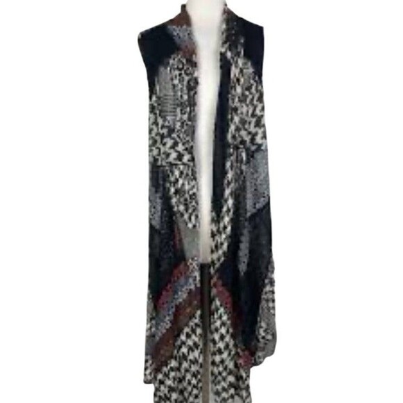 Artsy Boho Kimono Over Piece Mixed Material Witchy Completer Piece Size Large - Picture 2 of 12
